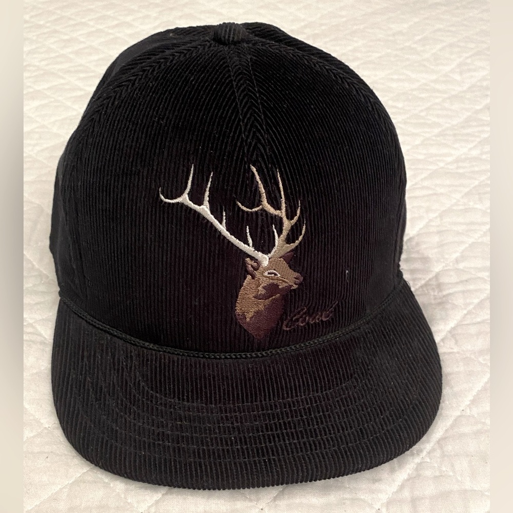 Coal Headwear Embroidered Wilderness Buck SnapBack Hat-  Black Corduroy NWOT